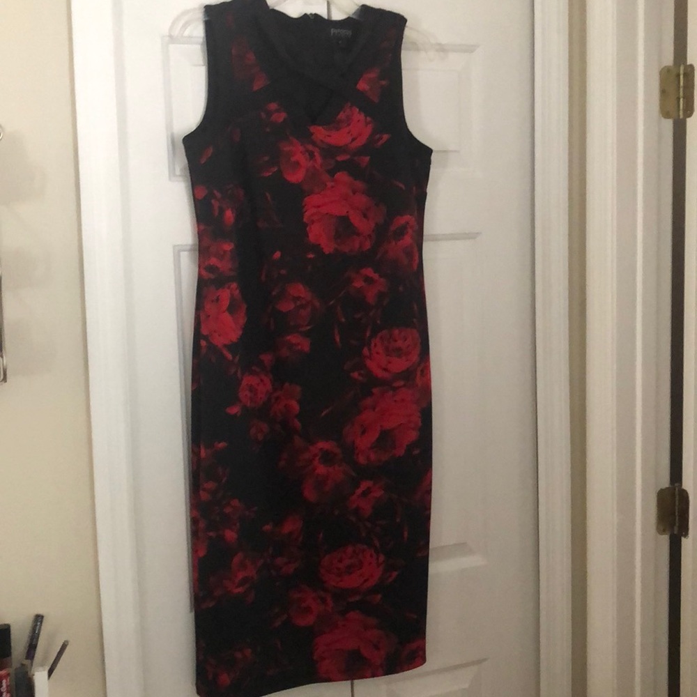 En Focus Studio Black and Red Rose dress size 12